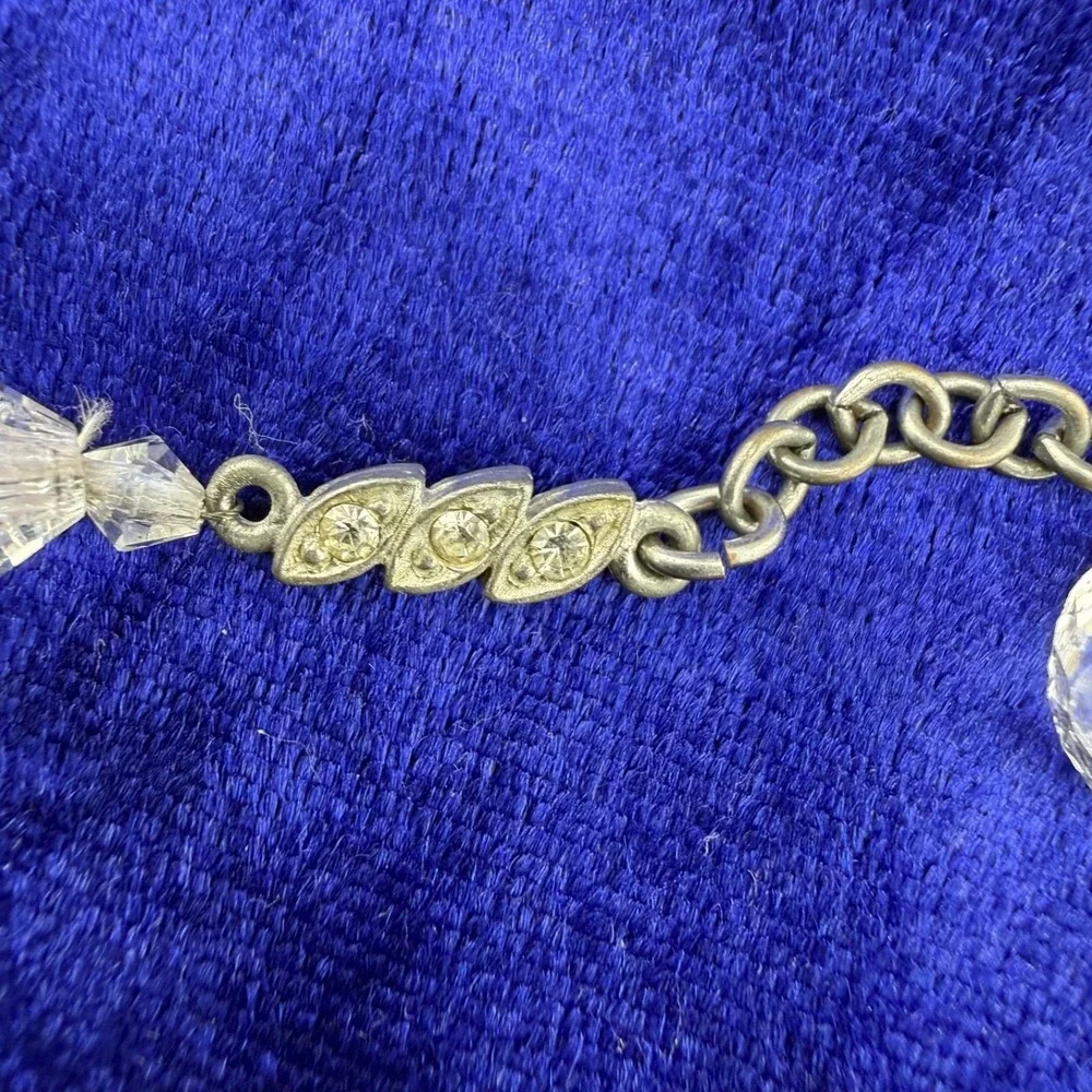 Vintage‎ Glass Beaded Necklace Clear Faceted Prom Wedding 16